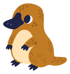Platypus baby in cute style. Cute animal drawing