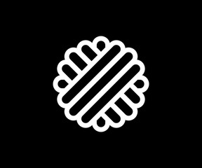 Yarn ball icon. Black and white icon, illustration.