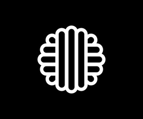 Yarn ball icon. Black and white icon, illustration.