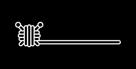 Yarn ball with knitting needles logo element, icon. Black line icon, illustration, empty label.