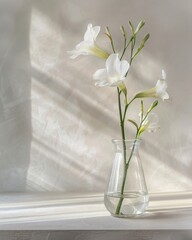 freesia in vase on table