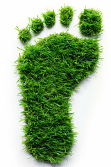 A green foot print made of grass
