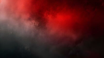 Red and white abstract on a dark background with hints of smoke and clouds, evoking a stormy sky at night