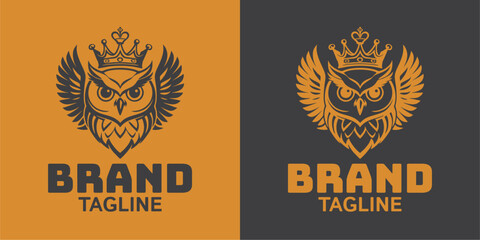 Luxury Owl Logo with Crown. Generative AI
