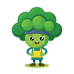 Broccoli mascot cartoon character illustration