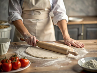 Woman preparing roll with poppy seeds on kitchen table Bakery food and pastry. Biscuit cooking hobby. Closeup of female hands making cookies with homemade dough.