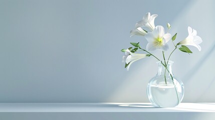 freesia in vase on background with copy space