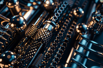 Fototapeta premium Abstract background with metallic textures, Futuristic , Cyberpunk