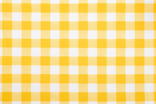 Gingham pattern in yellow and white, closed up texture of yellow and white for background.