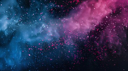 Space-themed background with stars, galaxies, and nebulae on a dark night sky, featuring a celestial landscape with vibrant blue hues and a hint of sci-fi allure