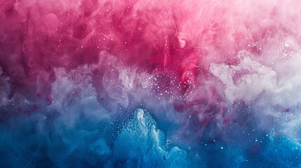 Abstract watercolor background with splashes, depicting a serene cosmic scene with stars, galaxies, and celestial elements, including snowflakes and icy textures, in shades of blue and white
