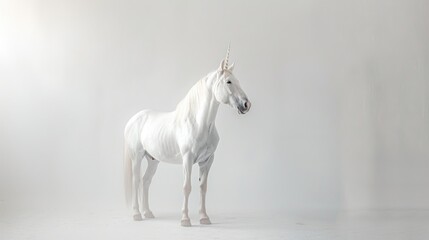 White unicorn on light background