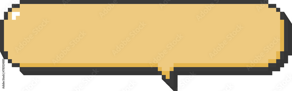 Poster 3d 8bit retro game pixel speech bubble balloon yellow color icon sticker memo keyword planner text b