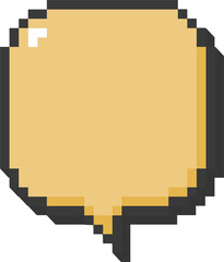 3d 8bit retro game pixel speech bubble balloon yellow color icon sticker memo keyword planner text box banner, flat png transparent element design