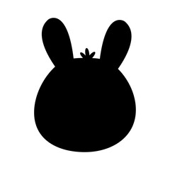 Black bunny, rabbit, hare silhouette vector form, mold for kids cards, toys, educational, learning games for childrens isolated on white background