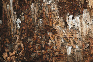 Stalactites and Stalagmites formation in Nam Lod Cave Tourist attraction in Tham Lot, Thailand