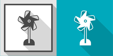 Windmill vector illustration icon with shadow. Illustration for business.