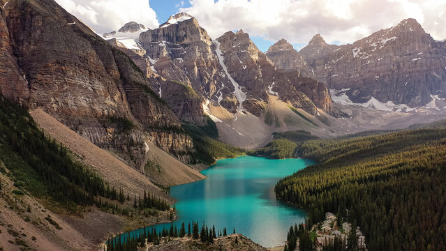 Moraine Lake in Banff National Park, Canada, Valley of the Ten Peaks. Inspirational screensaver.