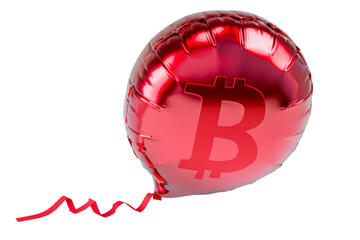 Deflating Red Bitcoin Balloon with a Piercing Arrow, Symbolizing Cryptocurrency Market Crash and Instability.