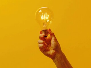 Hand holding a light bulb, concept of creativity, idea and innovation.