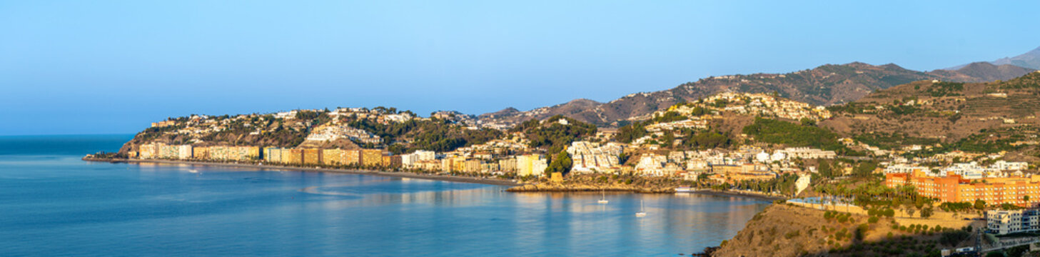 Sunrise over  bay in Almunecar, Spain 