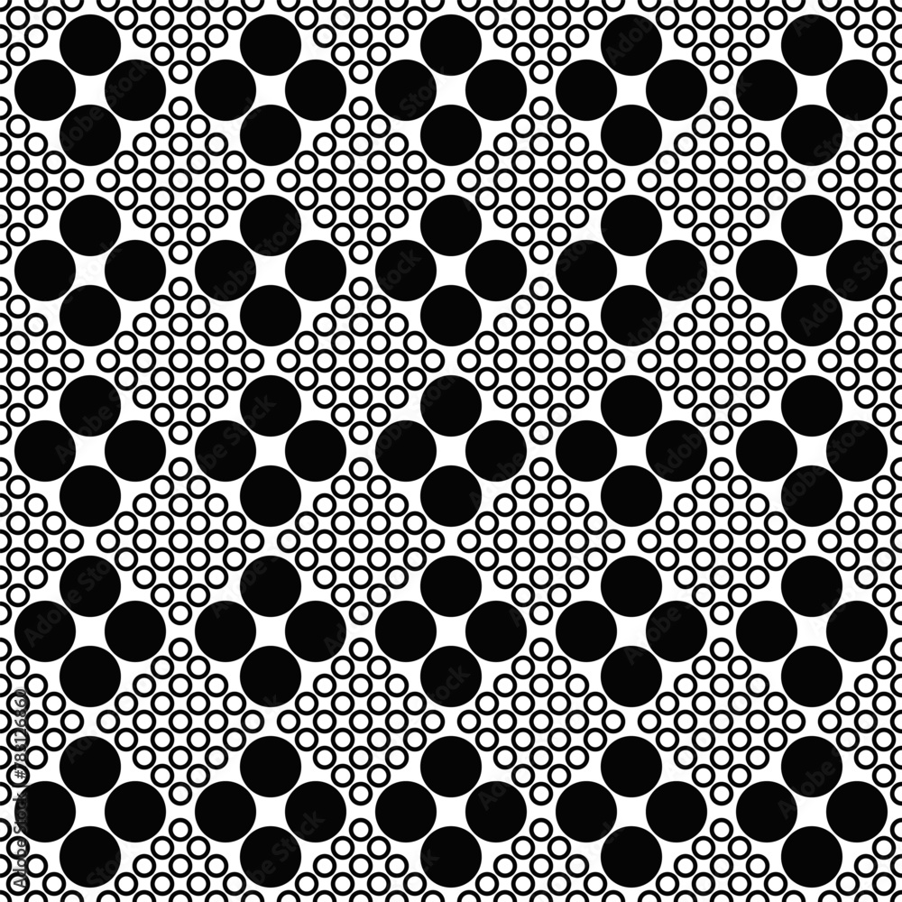 Poster Black and white circle pattern background design - monochrome abstract vector graphic from circles