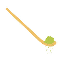 Chashaku bamboo measuring spoon for matcha tea. Vector illustration