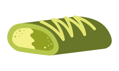 Matcha tea roll. Matcha dessert. Vector illustration.
