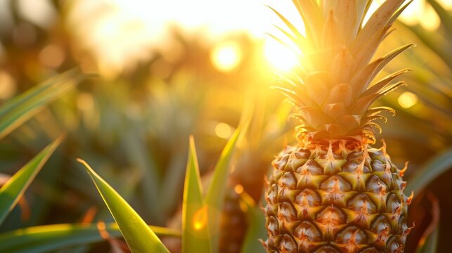 Growing pineapple harvest and producing vegetables cultivation. Concept of small eco green business organic farming gardening and healthy food