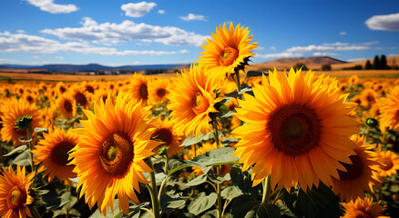 Obraz premium View of different yellow sunflower flowers