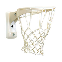 White Basketball Hoop Mounted on a Wall Against a Clear Blue Water Backdrop, Representing Sports and Leisure Activities.