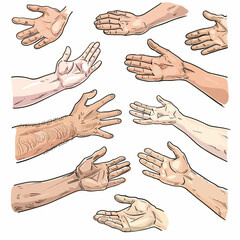 vector set of character hands on white background .Generative AI