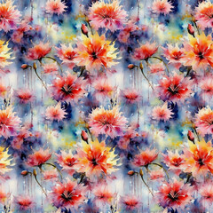 watercolor seamless pattern, floral background, fashion print, modern decoration - obrazy, fototapety, plakaty