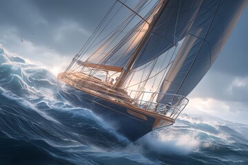 A sailboat navigating through rough seas, symbolizing the challenges of both life and business. 