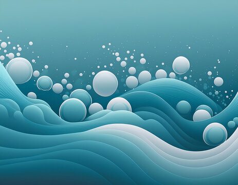 blue and white bubble waves on cobalt background with copy space