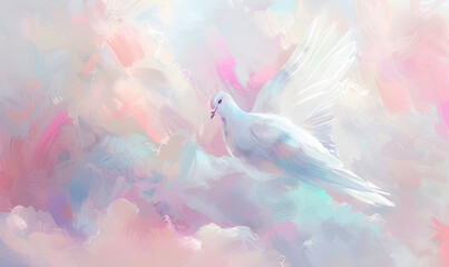 watercolour Painting of Holy Spirit like white dove. Watercolour Holy Spirit Dove Painting