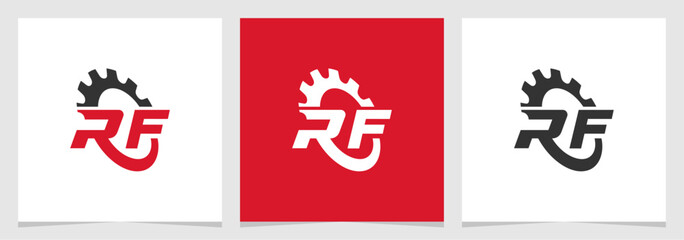 Initial RF Modern Gear Automotive Logo Vector , Letter Repair Symbol Logo Element