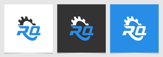 Initial RQ Modern Gear Automotive Logo Vector , Letter Repair Symbol Logo Element