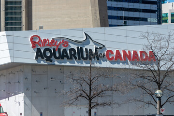 Fototapeta premium sign near Ripley's Aquarium of Canada located at 288 Bremner Boulevard in downtown Toronto, Canada