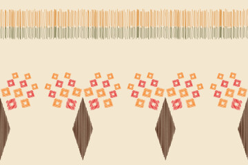 Traditional Ethnic ikat motif fabric pattern background geometric .African Ikat embroidery Ethnic pattern brown cream background wallpaper. Abstract,vector,illustration.Texture,frame,decoration.