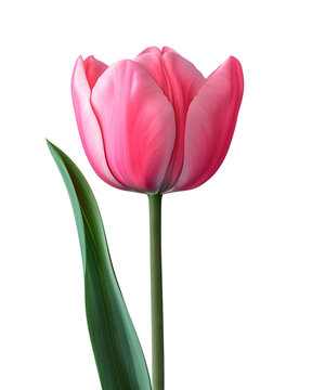 Pink Tulip single flower isolated on transparent background
