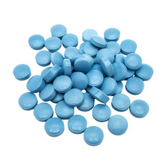 Pile of Blue Chlorine Tablets for Swimming Pool Maintenance, Concept of Pool Cleaning.