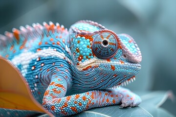 Vibrant Chameleon: Nature's Master of Camouflage. Concept Chameleon Behavior, Camouflage Techniques, Color Changing Abilities, Exotic Reptiles, Nature Photography - obrazy, fototapety, plakaty