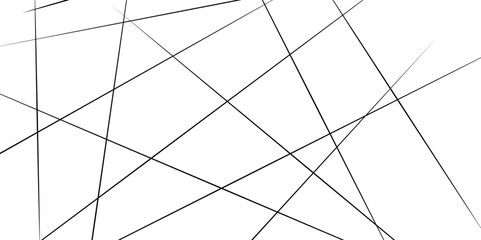 Random chaotic lines. Abstract geometric pattern. Outline monochrome texture. Horizontal template with random lines.