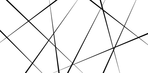 Random chaotic lines. Abstract geometric pattern. Outline monochrome texture. Horizontal template with random lines. Vector illustration.