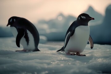 two penguins on the rocks made by midjourney