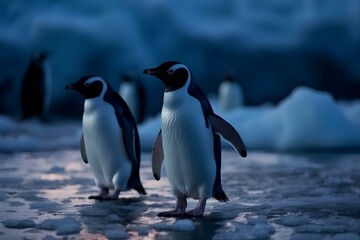 Obraz premium penguin on the rocks made by midjourney