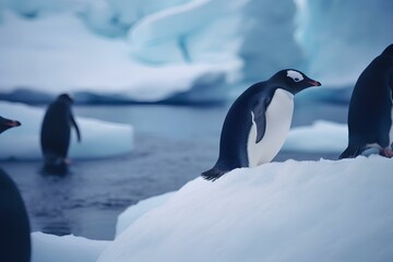 Obraz premium penguin in polar regions made by midjourney