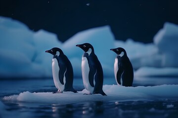 Obraz premium penguins on ice made by midjourney