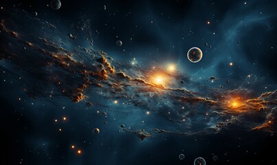 Majestic Space Scene With Planets and Stars - obrazy, fototapety, plakaty